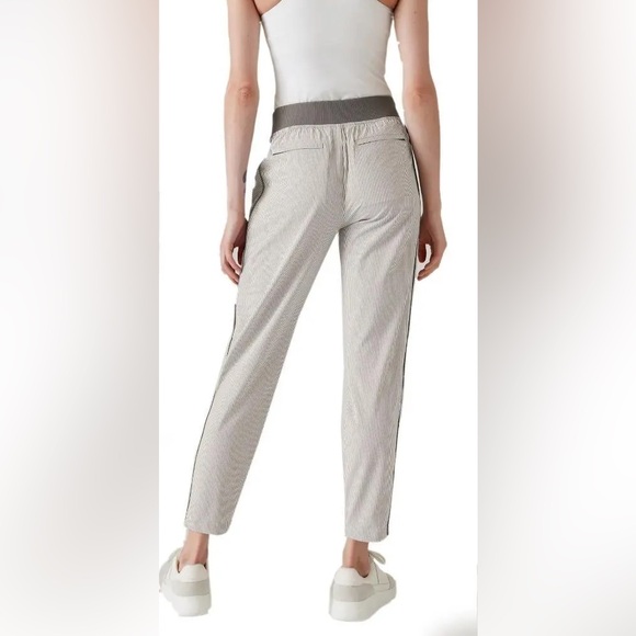 Athleta White and Gray Striped Brooklyn Ankle Pants Size 0 - Picture 2 of 8